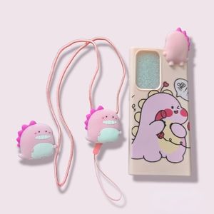 Galaxy S22 Ultra Case, pink dinosaur cell phone case.